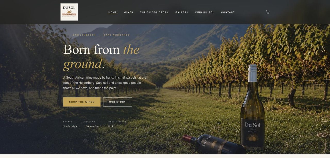 Du Sol Wines online store home page